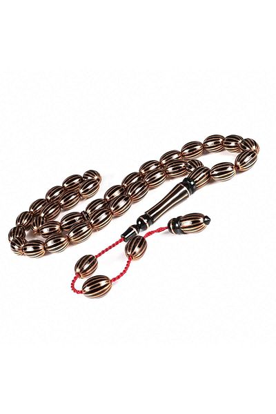 TESBİHCİBABA 16 Rows Watermelon Slice Brass Processing Erzurum Oltu Rosary