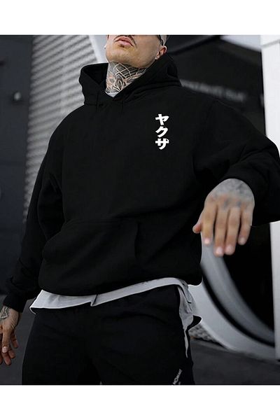 DEEPSENCE Karerose Printed Black Hooded Sweatshirt