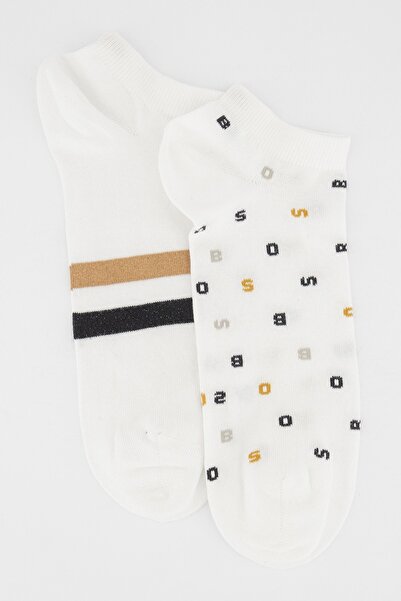 BOSS Erkek Marka Logolu Rahat Kullanım Dört Mevsim Beyaz Çorap 50477890-100