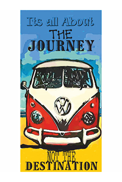 Hayat Poster мини ретро дървен плакат с каравана на морски плаж и бръмбари