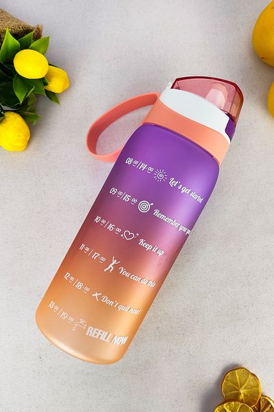 Digithome 1 Lt Double Color Size Printed Motivational Healthy Plastic Water Bottle Yavruağzı161646-162 C1-1-139