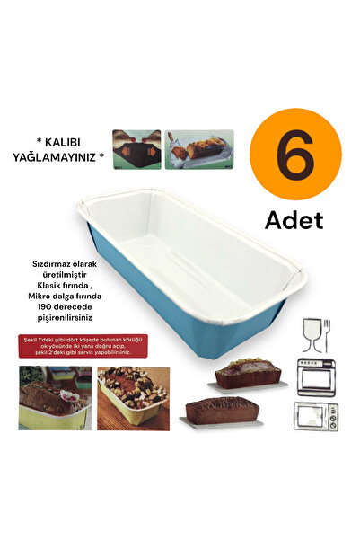 Tek-İş Disposable Cardboard Cake Mold Set 6 PCS 19 CM X 9.5 CM X 5 CM
