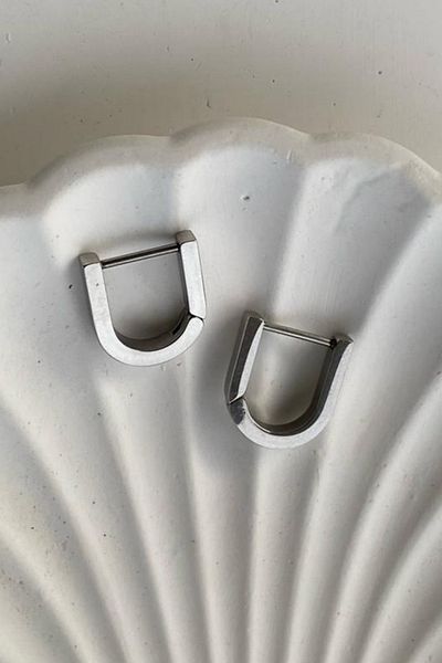 Jaida Moda Unisex 316l Stainless Steel Silver Color U Earrings