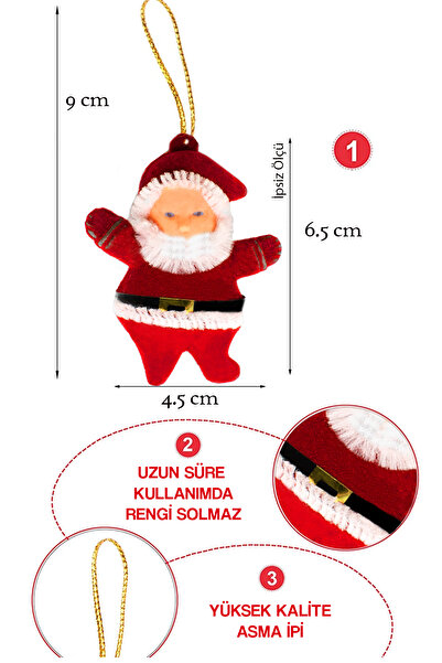 Waldern Yılbaşı Çam Ağacı Süsü Noel Baba 6'lı 6,5cm