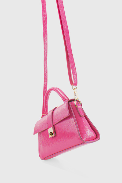 Housebags Women's Metallic Pink Lockable Double Handle Crossbody Bag 241