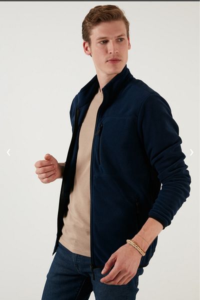 JSCO ZIPPERED POCKET STOP COLLAR FLEECE MEN'S CARDIGAN