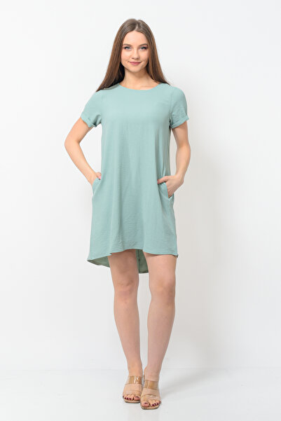 Nuseel Γυναικείο καλοκαιρινό φόρεμα από ύφασμα Aerobin σε χρώμα νερού πράσινο