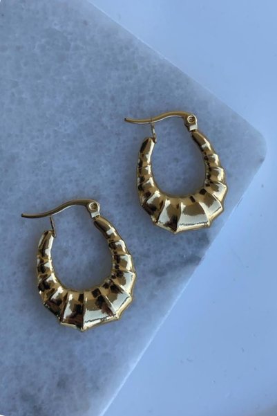 Jaida Moda Women's Italian Vintage Design Steel Hoop Earrings