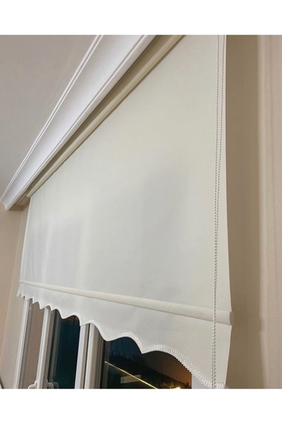 BigPazar Ekru (KIRIK BEYAZ) Stor Perde Etek Dilimli Modern (EV İŞ OFİS) Güneşlik