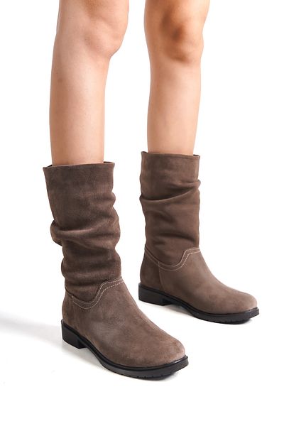 Deripabuc Genuine Leather Mink Suede Women's Leather Boots Trc-7002