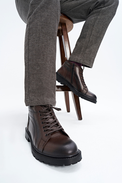 Hotiç Genuine Leather Brown Men's Casual Boots