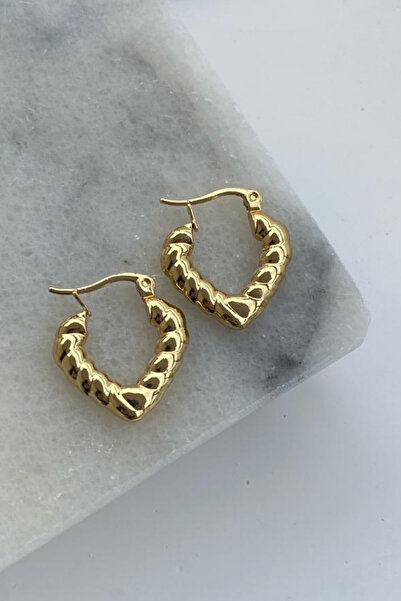 Jaida Moda أقراط دائرية من الفولاذ على شكل قلب للنساء