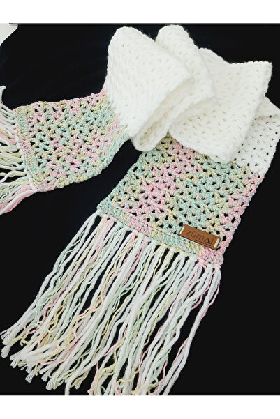 ZÜMAL Χειροποίητο πολύχρωμο κασκόλ Κασκόλ Χειροποίητο (Κρεμ-Εμπριμέ)