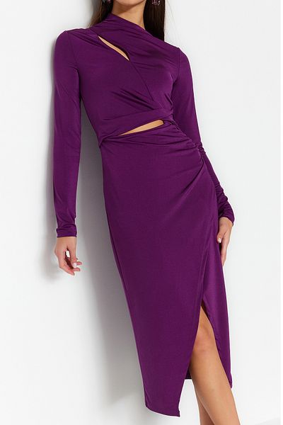 Trendyol Collection Rochie de seară elegantă, tricotată cu fereastră/decupaj, detaliată TPRAW24EL00143