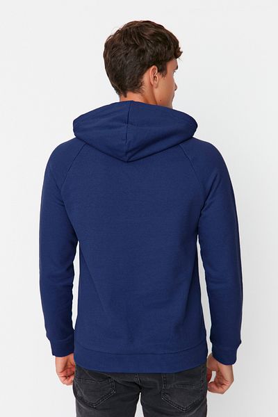 Trendyol Collection Fleecová mikina s kapucí v námořnické modré – Regular Fit TMNAW23SW00194