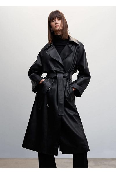 MANGO Woman Trench oversize aspect piele