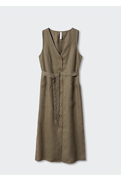 MANGO Woman Košilové šaty ze 100% lnu