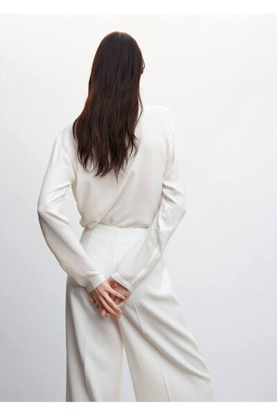 MANGO Woman Drape Kruvaze Yaka Bluz