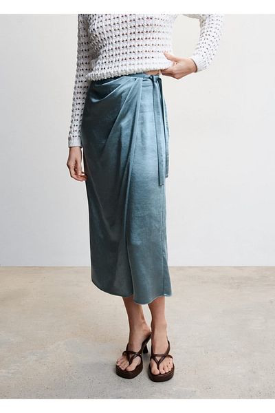 MANGO Woman Fustă Wrap din satin