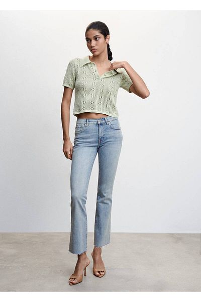 MANGO Woman Blugi flare cu talie joasă