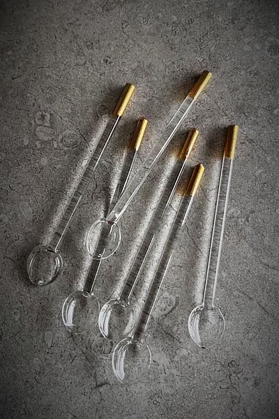 DECOSTYLE Set of 6 Glass Teaspoon with Gold and Silver Detail