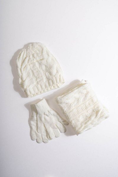 Huge Home Gift for Girlfriend, White Scarf, Beret, Gloves Gift Set, Gift Set for Lover