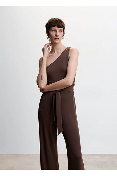 MANGO Woman Ολόσωμη φόρμα με ασύμμετρη γραβάτα