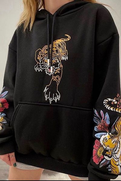 Giraffe Hanorac cu glugă unisex Black Tiger Tiger