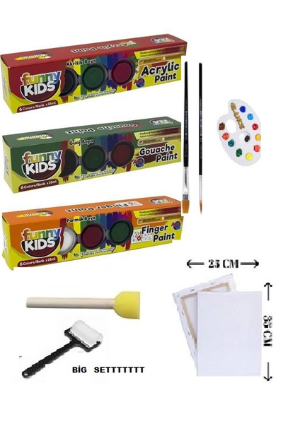 Kids KİDS BOYA SETİ ( AKRİLİK BOYA -GUAJ BOYA -PARMAK BOYASI+TUAL+PALET+FIRCA...