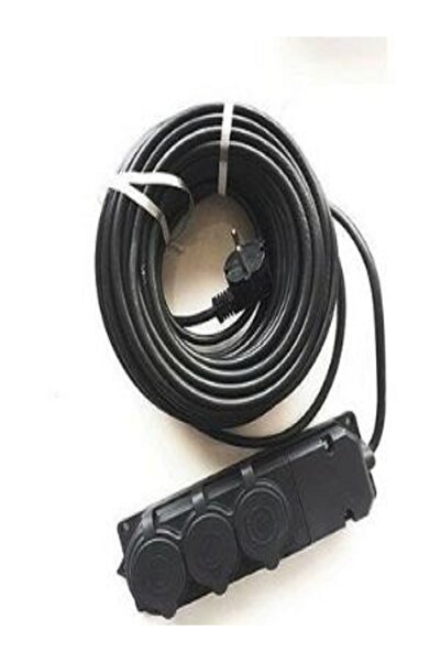 Marka 3'lü 10 Metre Ip44 Topraklı Kauçuk Uçlu Uzatma Kablosu TTR/CCA - Siyah