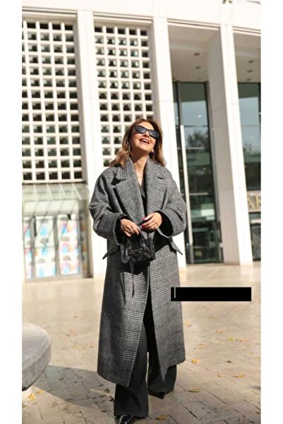 WEBBMODA Long coat coat with plaid print