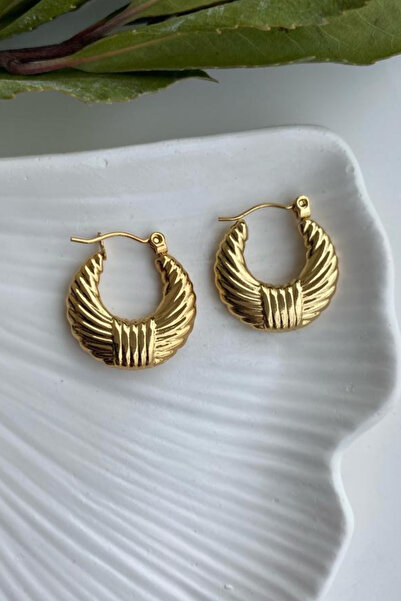 Jaida Moda Women's Vintage Patterned Steel Hoop Earrings