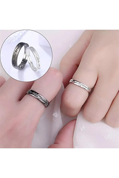 The Collection Kalp Atışı Çift Yüzüğü Alyans 2li Set Gümüş Kaplama Ayarlanabilir Yüzük
