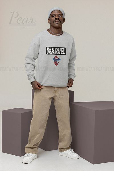 Pear Wear Ανδρικό φούτερ με στάμπα Marvel Spiderman με 3 νήματα υπερμεγέθη