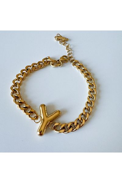 CHARMLUCKY Steel bombed letter Y bracelet