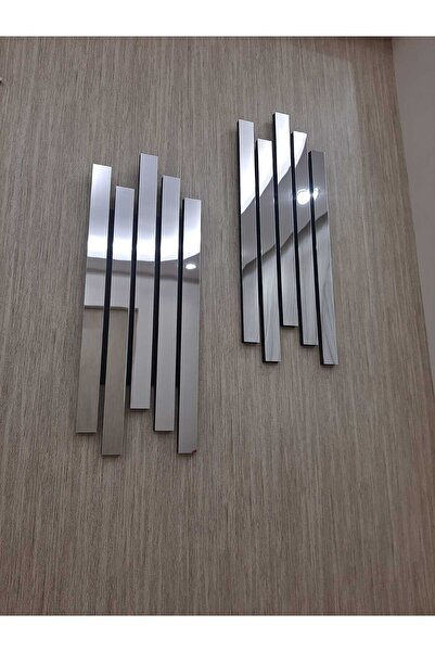 TUĞBArt 2li Tablo dekor 3 Boyutlu Lambiri Model Gümüs Renk Aynalı Pleksi