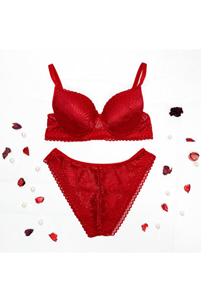Vienna Underwear Kadın Dantelli Dolgusuz Balenli Sütyen Takımı