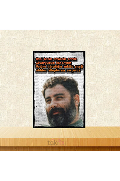 TAKIFİX Hani Benim Sevincim Nerde Ahmet Kaya 20x30 Cm Retro Ahşap Tablo