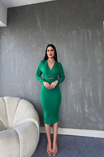 LİLA İSTANBUL Rochie de tricotaj cu lanț cu guler dublu
