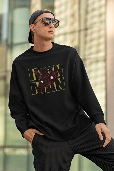 Fuddy Moda Ironman Štampano majica bez kapuljače, unisex Oversize kroj majica...