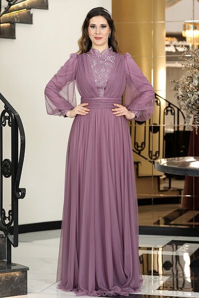 ELBENMODA Δαντελένια λεπτομέρεια Hijab βραδινό φόρεμα & Seyran