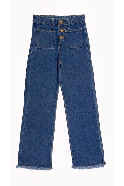 minny max Wide Leg Girls' Denim Jeans Trousers Blue Color