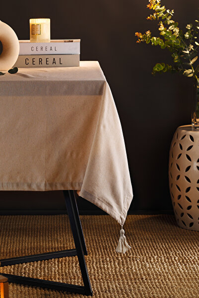 Fecra Lara Linen Tasseled Tablecloth 160*220 cm