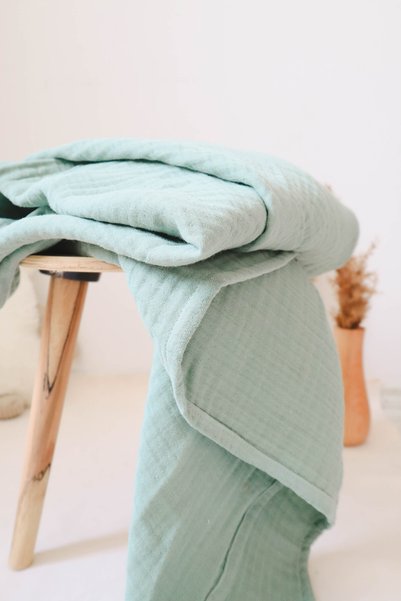 PAHTA Green 4 Layer 100% Cotton Muslin Baby Blanket / Cover