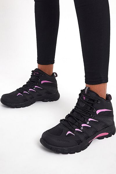 Tonny Black Unisex Schwarz Rosa Bequeme Passform Wasserabweisende Unisex-Schnürstiefel