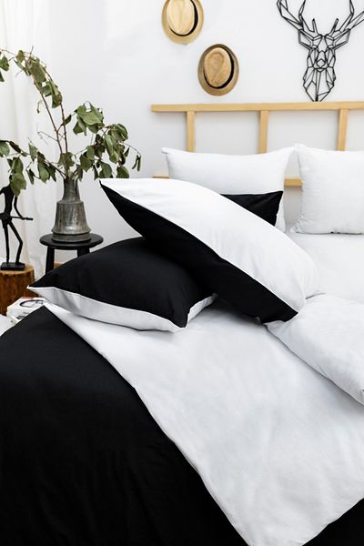 ELY PARKER Easy Iron Single Duvet Cover Set (90x190 Black Elastic Sheet+Quilt Cover+High Cover) White