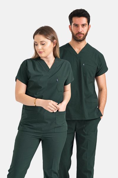 Class Üniforma Uniforma de asistentă medicală și doctor unisex Hunter Green Lycra - Îmbrăcăminte chirurgicală