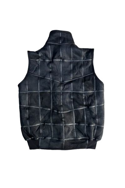 Lndr Patchwork Inside Fur-Outside Suede Genuine Leather Piping Collar Knitwear Detailed Vest