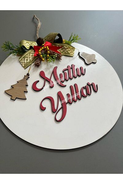 Pembe Ağaç Tasarım Atölyesi Happy New Year's Eve Welcome 2024 Door Wall Decoration