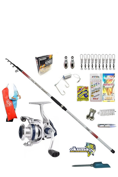 Okuma Aria-8000a Kendo Atlantic Tele Surf 420cm 100-250gr Profesyonel Kıyı Olta Takımı Seti